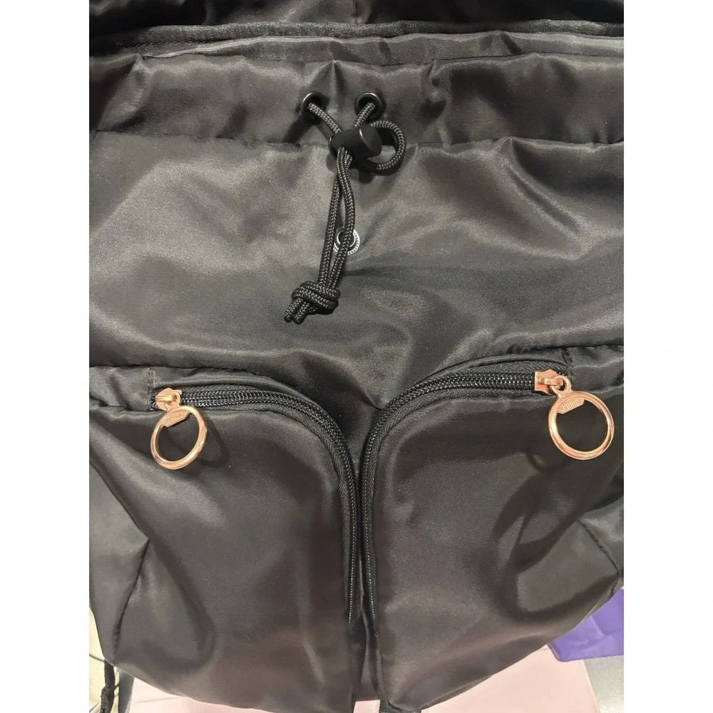 PUMA Black Backpack Drawstring Flap Top Zip Closure, Adjustable Straps, Pockets
